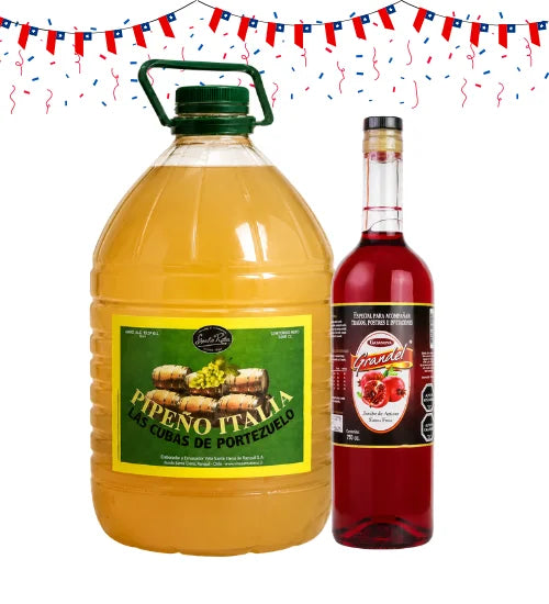 Pack Terremoto Dieciochero Pipeño Italia 5L + Granadina Grandel 750ml