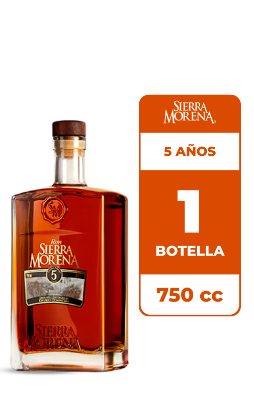 Botella de Ron Sierra Morena Añejo 5 Años de 750cc en Comercial Unlitro.