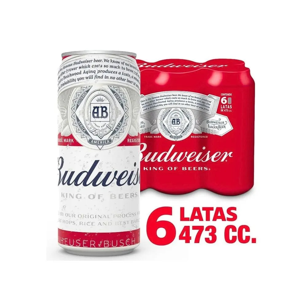 Cerveza Budweiser Lager Lata 473cc (Pack 6 un)