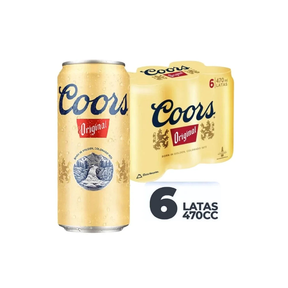Cerveza Coors Original Lager Lata 470cc (Pack 6 un)
