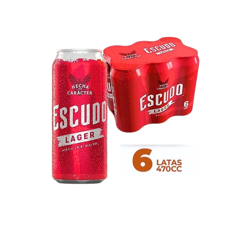 Cerveza Escudo Lager Lata 470cc (Pack 6 un)