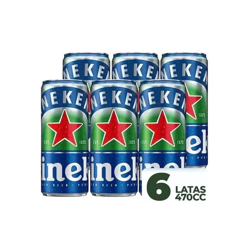Cerveza Heineken 0.0 Sin Alcohol Lata 470cc (Pack 6 un)