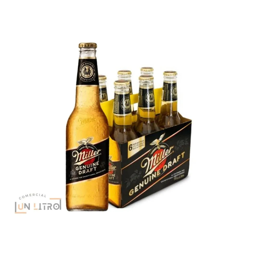 Cerveza Miller Genuine Draft Botella 355cc (Pack 6 un)