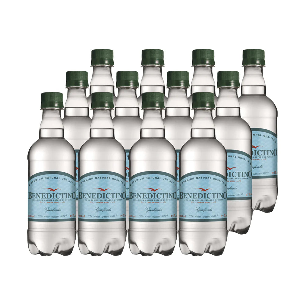 Agua Purificada Benedictino Con Gas 500 ml (Pack x12)