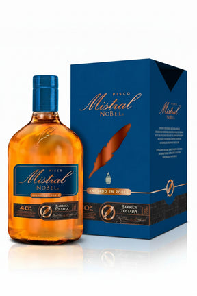 Botella de Pisco Mistral Nobel Barrica Tostada de 750cc con estuche en Comercial Unlitro.