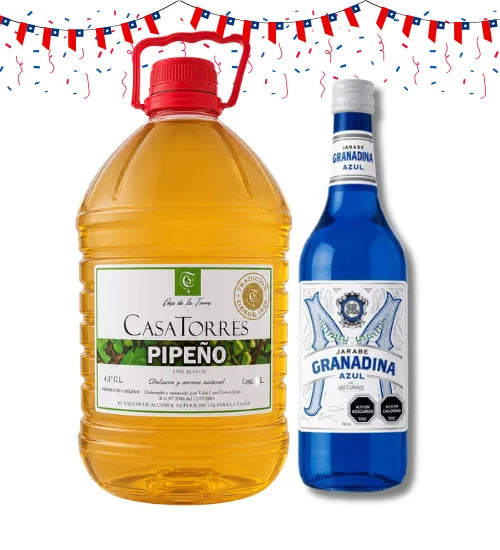 Pack Maremoto Dieciochero Pipeño Casa Torres 5l + Granadina Mitjans Azul