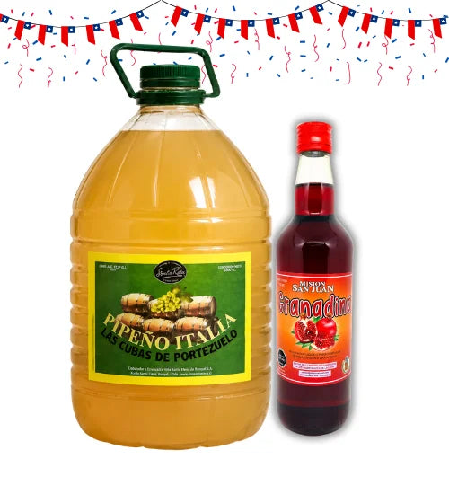Pack Terremoto Dieciochero Pipeño Italia 5L + Granadina San Juan 700ml