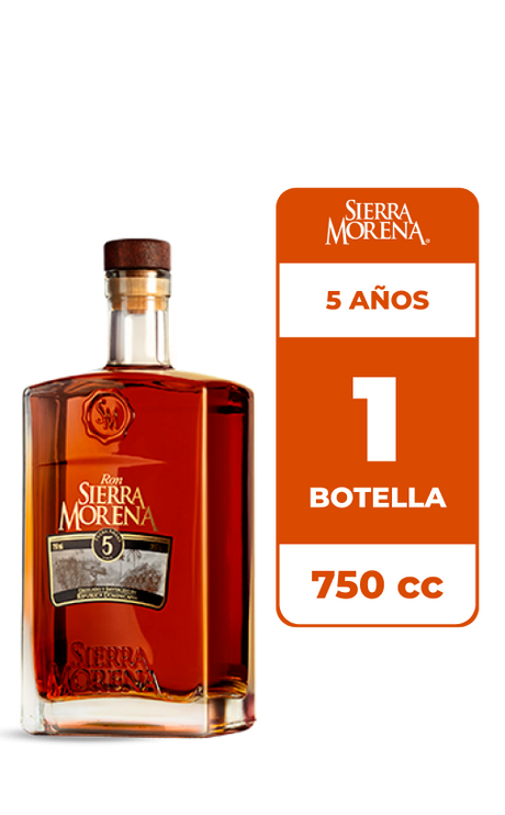 Botella de Ron Sierra Morena Añejo 5 Años de 750cc en Comercial Unlitro.
