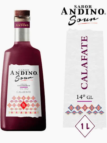 Botella de Cóctel Sabor Andino Calafate de 1000cc, licor preparado frutal con notas dulces, silvestres y equilibradas disponible en Comercial Unlitro.