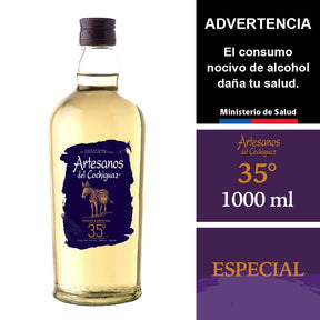 Botella de Pisco Artesanos del Cochiguaz de 35 grados y 1 Litro en Comercial Unlitro.