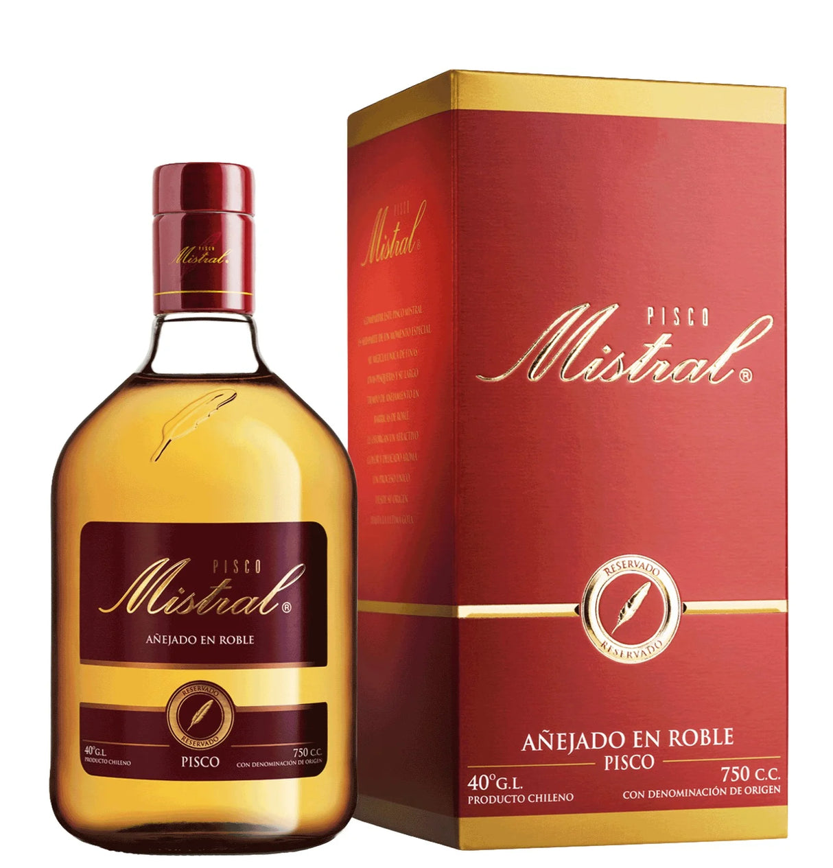 Botella de Pisco Mistral de 40 grados y 750cc en Comercial Unlitro.