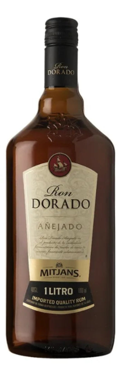 Botella de Ron Dorado Añejado Mitjans de 1 Litro en Comercial Unlitro.