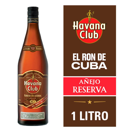 Botella de Ron Havana Club Añejo Reserva de 1 Litro en Comercial Unlitro.