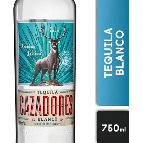 Botella de Tequila Cazadores Blanco de 750cc, destilado premium 100% de agave azul ideal para shots y Margaritas en Comercial Unlitro.
